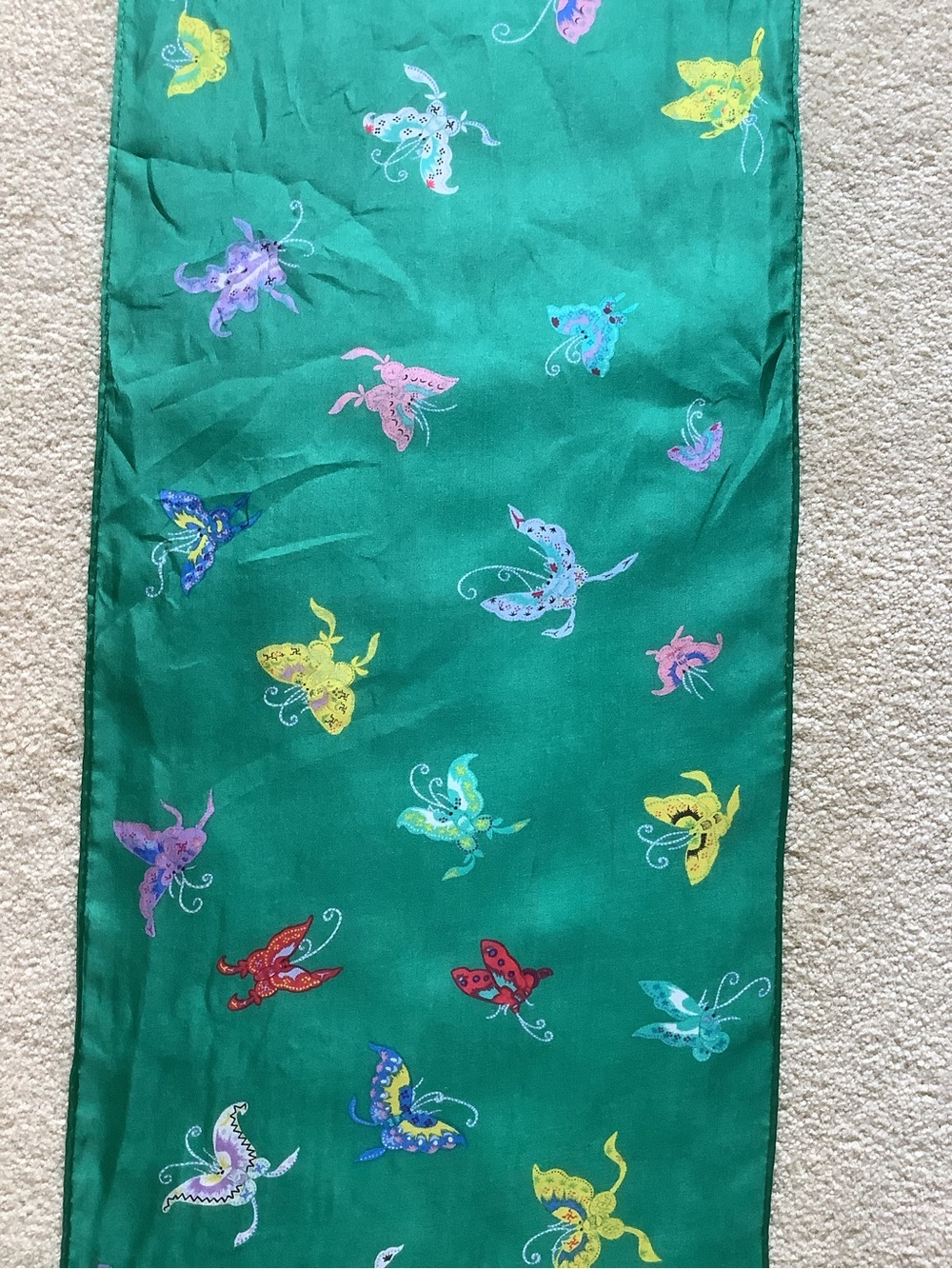 Smithsonian Institution Reproduction Green Butterfly Print Silk Scarf - Picture 11 of 13